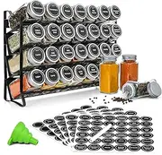 CARLA HOME Spice Rack organiser with 28 Spice Jars, Spice Rack organiser for Cabinet, Spice Jars with Spice Labels, Seasoning organiser for Countertop, Cabinet, Kitchen, Pantry, Cupboard