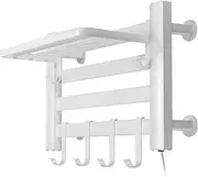 Towel rack Heated Towel Rail, Electric Towel Warmer, Drying Rack, Aluminum, Smart Electric Heated Towel Rail, Wall Mounted Heated Towel Rail for Household with Removable Hooks