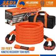 20FT 48000LB Kinetic Recovery Rope Tow Strap Extreme Duty Jeep Snatch UTV Bag