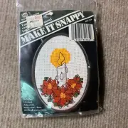 Christmas Counted Cross Stitch Kit Framed Picture Wall Hanger Decor Candle