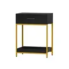 Bedside Table Drawers Side Table Shelf Storage Nightstand Black MASON Artiss