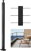 VEVOR Cable Railing Post, 42x2x2 Inch Level Deck Stair Posts, 1-Pack Stainless Steel Cable Handrail Post, Pre-Drilled Pickets with Mounting Bracket Stair Railing Kit, Black, 1JZLGZXHS106AWJO6001V0