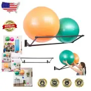 Matte Black Wall-Mounted Exercise Ball Holder | Space-Saving Organizer Rack