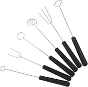 TOKIDNY 6pcs Stainless Steel Hot Pot Fork Chocolate Barbecue Fork Fondue Dipping Forks BBQ Baking Tools Fondue Fork Kitchen Dipping Forks Dessert Making Tool Fruit Fork Plastic Black