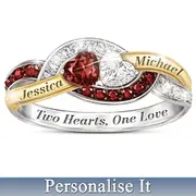 Two Hearts, One Love Personalised Engraved Ring