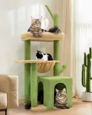 F46A Cactus Cat Tree Tower | 46-Inch Sturdy Cat Condo with Scratching Posts, ...
