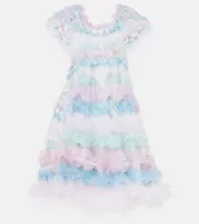 [Susan Fang] Susan Fang Air-Flower floral tulle midi dress M/L blue