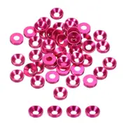 M4 Countersunk Washers,Anodized Aluminum Gaskets for Screw RC,50PCS(Rose Red)