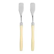 2pcs Painting Palette Knife 6.5" Flat Head Stainless Steel Blade, Beige