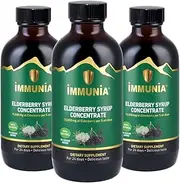 Elderberry Syrup for Adults IMMUNIA. Elderberry Concentrate with Elderflower, Thyme and Peppermint. No Sugar Added. Delicious Taste. 24 Days/Bottle (3 botlles)…
