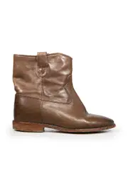 Brown Leather Flat Ankle Boots