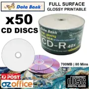 50 x Data Bank CD-R Blank CD R Glossy White Printable Blank CDs 700MB 40X Audio