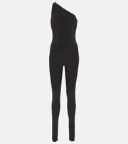 [Norma Kamali] Norma Kamali One-shoulder jersey stirrup catsuit AU 14 black