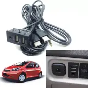 Car Dash Flush Mount AUX USB Port 1.5M Dual USB Extension Cable Adapter