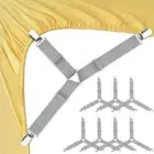 Adjustable Bed Sheet Fasteners 4PCS Triangle Elastic Straps Clips for Mattress