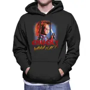 Chucky Wanna Play Crazed Face Men's Hooded Sweatshirt Black Large