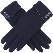Wicked Sista Triple Button Cuff Wool Gloves Winter Hand Warmer One Size Navy