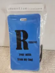 Inventive Travelware " Remove Your Mitts...." Blue Luggage Tag