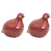 2x LVD Guinea Quail Petite Porcelain Figurine Ornament Display Decor 12cm Peach