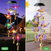 Solar Wind Chimes Light LED Hummingbird Color Changing Hanging Lamp Garden Decor