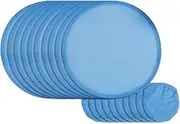 Qianly 10 Pieces Folding Fan Round Fan Diameter 20 cm Hand Held Design Flying Disc Portable for Advertising Performance Decor, Blue
