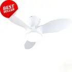 32 Inch White Low Profile Ceiling Fan Light Remote Quiet DC Motor 220V-240V