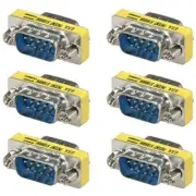 6x DB9 D-SUB 9 Pin RS232 Serial Male to Male Mini Gender Changer Coupler Adapter