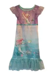 Disney Little Mermaid Ariel and Flounder Toddler Girl's Satinet Tulle Nightgown
