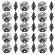 K9 Crystal Octagon Beads 2 Holes 100 Pack 14mm Chandelier Prisms, Clear Black