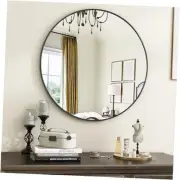 Black Round Bathroom Mirror, 20 inch Circle Mirror, Round Wall Mirror with