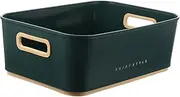 FONDOTIN Cosmetic Basket Desktop Organizer Storage Basket for Bathroom Green Plastic Toiletry Box