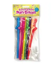 Bachelorette Party Super Fun Penis Straws Multicolor 8 Pack