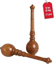 KNK GADA Fitness BAR Indian Club Hanuman MACE Shoulder Equipment MEEL Karla KATAI Fitness Durable Wooden Equipment (Assorted, 5 to 6 KG)