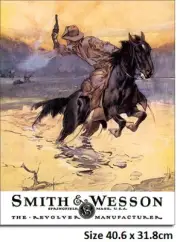 Smith & Wesson Horse & Rider Metal Tin Sign 1876 Made in the USA Licensed