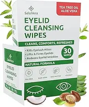 Eyelid Wipes with Tea Tree and Aloe Vera | Eye Lid Cleaning Wipes for Dry and Itchy Eyes Relief | Natural Ingredients Eyelid Scrub for Daily Usage - Pack of 30