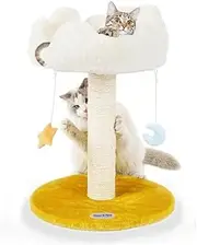 Cat Tree cat Tree Tower Scratching Post with Bed, Cat Tree for Indoor Cats, Nature Sisal Scratcher with Cat Cozy Fluffy Perch for Kitten & Adult Cats, Small Cat Tower with Balls