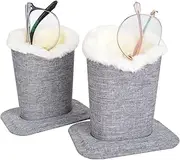 [Baitaihem] 2 Pack Plush Lined Eyeglasses Holder Stand Protective Glasses Holder For Desks Or Nightstands Leopard Design
