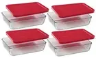Pyrex 3 Cup Glass Storage Containers Set of 4 with Plastic Lids BPA Free