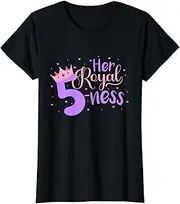 [X.Style] Happy Birthday Girl 5th Party Her Royal Fiveness Toddler Fun ds762 T-Shirt (S) Black