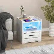 CostwayLED Smart Bedside Table with USB Port Adjustable Light Colors and Brightness