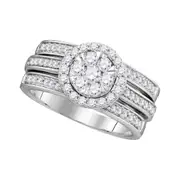 14k White Gold Diamond Bridal Wedding Ring Set 1 Cttw