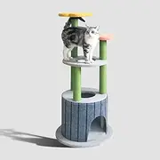 TOPET Cat Tree Trees Scratching Post Scratcher Tower Condo House Bed Toys (110cm 5 Levels Grey Base - Green Pole)
