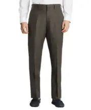 Brooks Brothers Mens Taup Brown Regent Linen Flat Front Pants 32R Regular 8623-3