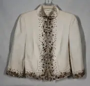 ESCADA LADIES SILK & LINEN SHORT EMBROIDERED WITH SEQUINS JACKET US SIZE 8 NEW