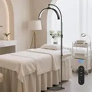 [SMOCTAR] Crescent Moon Lamp Eyelash Extension LED Foldable with Phone Holder 3000K-6000K Professional Beauty Lamp for Aesthetics Tattoo Nails Tattoo - Black