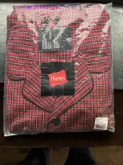 Hanes Men's Woven Plain-Weave Pajama Set NEW Red Plaid XL