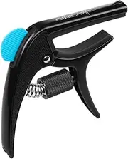 Multifunctional Single-Handed Guitar Capo Clamp Zinc Alloy with Bridge Pin Puller Guitar Pick Slot for Acoustic Electric Guitars Bass Ukulele Black One Size
