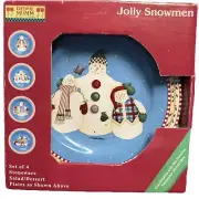 Vintage Set of 4 Sakura Debbie Mumm Stoneware Christmas Jolly Snowmen