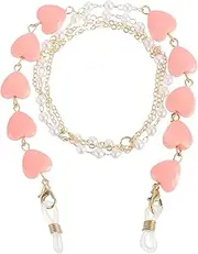 [sourcing map] Beads Eyeglass Chain, Pearl Glasses Strap Eyewear Retainer Chain Around Neck Sunglass Holder for Girls Women, Deep Pink Heart, Deep Pink, 70