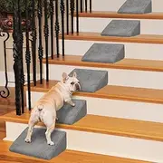 Dog Ramp for Stairs Suits for Small Dogs Cats, Pet Steps Stairs for Staircase Stairs with Anti-Slip Bottom and Self-Sticky Pads to Fix Suitable for Dogs Cats Grey(6Pcs, Grey)
